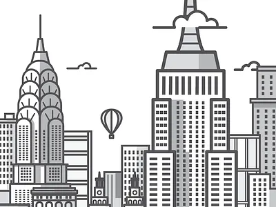 New York City-CHECK ATTACHMENT flat illustration lined new york city nick staab nyc