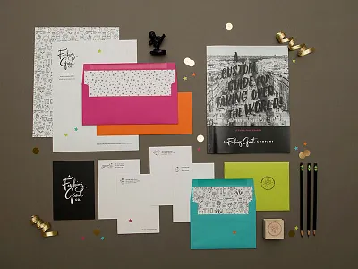 Freaking Great Stationery Suite braizen branding collateral icons letterhead logo design magazine notecard pattern design stationery