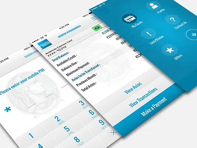 American Express Mobile App american express amex app blue credit credit card finance iphone menu minimal mobile