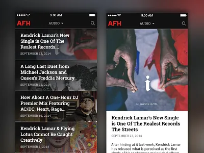 Mobile Blog Feed & Article article blog dark feed ios mobile ui design visual design