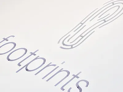 Footprints black boot fingerprint footprint lines logo orange print white