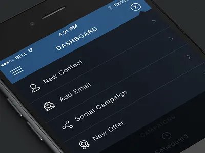 Mobile dropdown menu concept flat glyphs icons ios8 iphone menu mobile mobile app ui ux visual