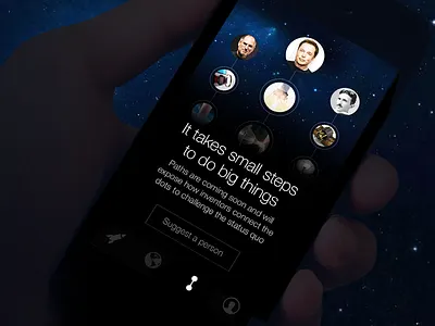 It takes small steps app explore explorer hand ios iphone learn night path sky space stars