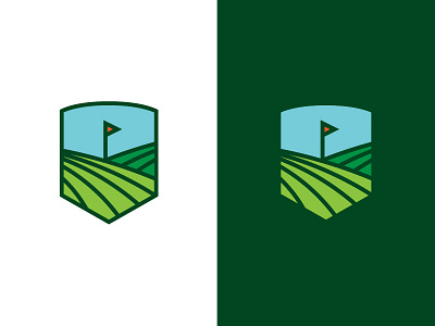 Golf Concept crest flag golf grass logo rolling hills turf
