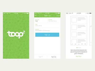 Splash, Sign up and Tutorial screens ios ios7 iphone iphone app log in login mobile sign in sign up ui ux