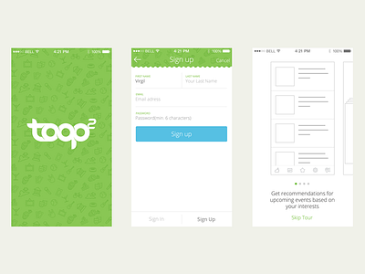 Splash, Sign up and Tutorial screens ios ios7 iphone iphone app log in login mobile sign in sign up ui ux