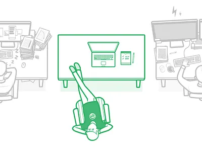 Toro Metrics illustration desk illustration line art marketing mess metrics office outline start up toro vector zynga