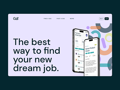 Gig — Hero app branding gig home page job job hunting mobile app mobile design ui ux website