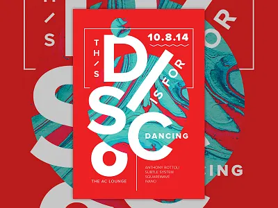 This Disco is for Dancing d4d flyer layout marbling paper marbling party poster type typography vector
