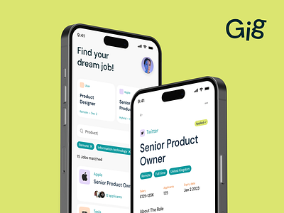 Gig — Promotional ad graphic design iphone mockup job job offer jobs platform marketing design mobile app mobile design mock mockup platform ui ux