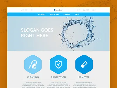 Lombar, front page layout clean front hero hexagon iuvo navigation