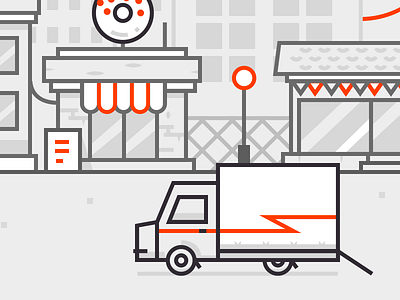 local business building city lighthouse shop taxi truck