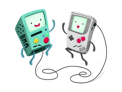 Homies! 80s adveture time art beemo bmo gameboy illustration nintendo retro