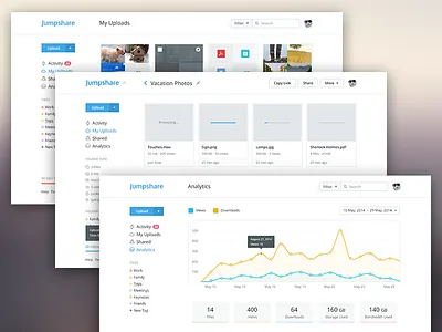 Jumpshare Web App file sharing flat icons ui ux web app