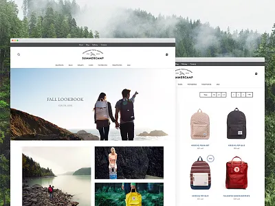 Summercamp Store backpack blog checkout contacts e commerce flat shop simple ukraine