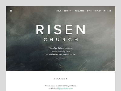 Risen Contact church design interactive website