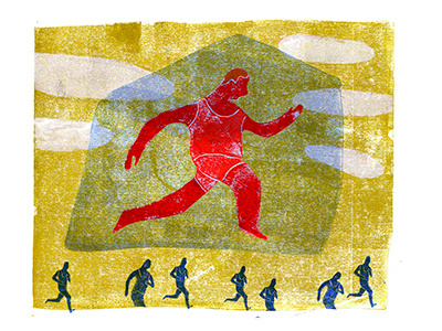 Oxygen Tent Training - LA Times altitude art clouds colorful conceptual editorial illustration los angeles times print running texture training