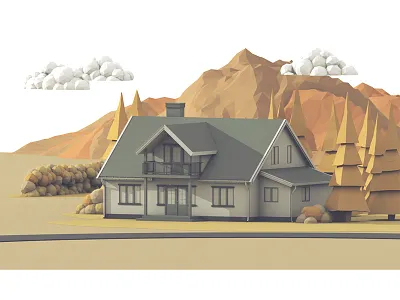 Sparebanken Sør - Home Loans 3d 3d illustration c4d cinema 4d home home loans house lowpoly model render sparebanken sør trees