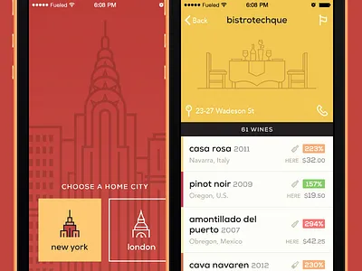 City & Wine city orange red wine yellow