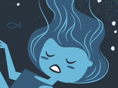 Diiv fish gig poster illustration ocean silk screen water woman