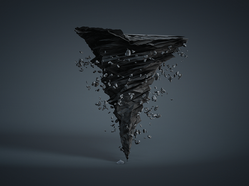 Tornado 3d animation c4d debris gif loop lowpoly render rotate storm tornado