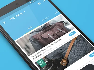 Glam Shopping Android L (WIP) android android l app ecommerce google material design product shop shopping store tab ui