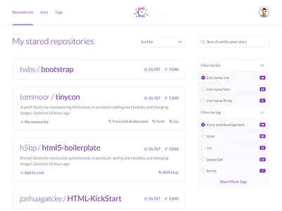 Constellation - Manage Repositories constellation flat minimal royandco ui user interface ux
