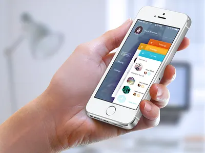 Menu Carousel Slider app blue blur carousel clean flat ios iphone mobile simple slider ui