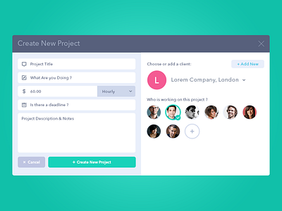 Create New Project - Tackkle app clean dashboard flat modal pop up ui user interface ux website