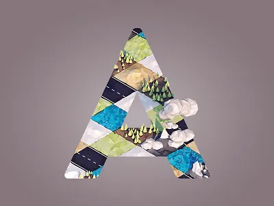 Albedo 3d a albedo c4d illustration landscape letter lowpoly render terrain