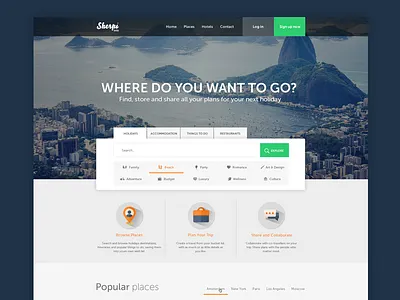 Plan Your Trip branding clean creative design flat homepage project travel trip ui ux web design