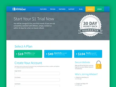 AWeber.com - Redesigned Order Page flat design order page redesign svg
