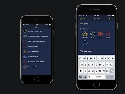 To-Do app app blue dark design icons idea ios ios 8 list mobile ui ux