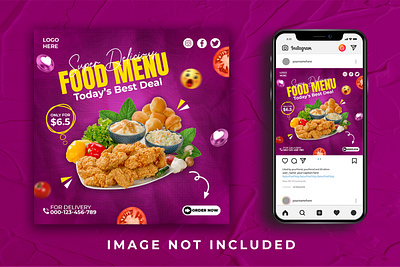 Food Menu Social Media Banner Post Template restaurant social media