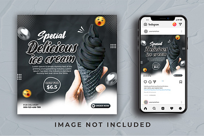 Ice cream social media banner template restaurant social media