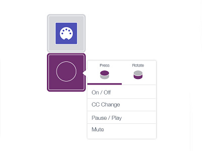 Palette knob assignment menu hardware menu ui