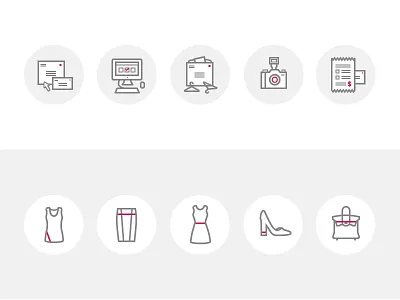 Union & Fifth Illustrations camera circles clothing computer dress envelope icons illustrations purse shirt shoes skirt