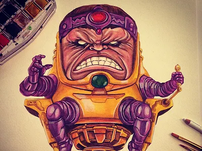 MODOK Watercolor comics illustration marvel modok painting watercolor