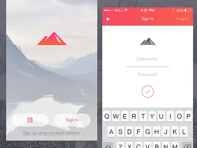Sign In Flow, Powder App fields georgegliddon ios landing login mountain signin ski snow social stats