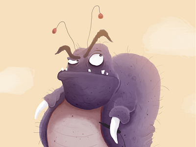 The Caterpillar - Alice in Wonderland alice in wonderland bug cartoon character illustration monster patrick lowden purple