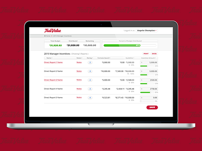 TrueValue Web App dashboard design graphs mockup truevalue ui ux webapp