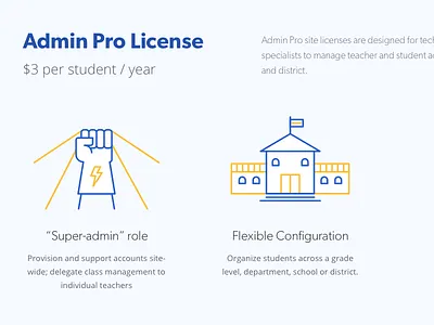 Admin Pro Plan blue gibson hero open sans pricing school yellow