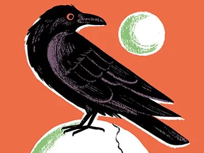 Halloween Still Life - 1 art forsale halloween illustration moon print raven skull