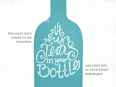 Psalm 56:8 bible bottle character hand drawn illustration logos bible software scripture simple tears typography