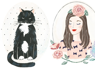Portraits cat illustration portrait woman