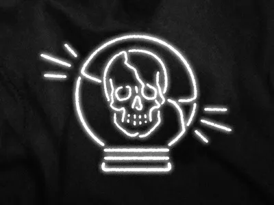 25¢ Fortunes blksmith illustration neon skull type