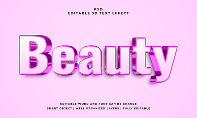Beauty 3D Editable PSD Text Effect style text