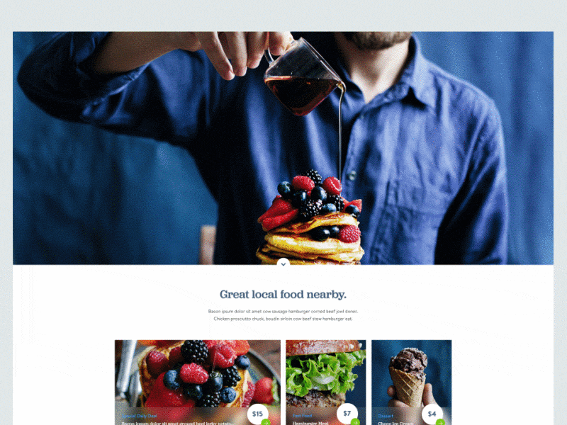 Food Food Food blue food green landing clean flat homepage minimal white