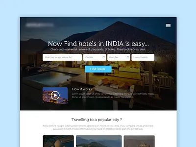 Hotel Rental_home blue booking city homepage hotels india responsive ux website