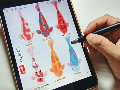 Koi Fish Patterns bamboo paper app digital painting ipad koi koi fish sketch wacom